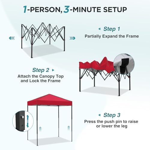 6x4 Instant Pop Up Canopy Tent, Red in Red, alternate view 4