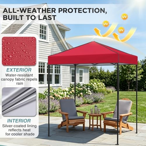 6x4 Instant Pop Up Canopy Tent, Red in Red, alternate view 5