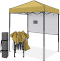 6x4 Instant Pop Up Canopy Tent with 1 Half Wall, Beige in Beige