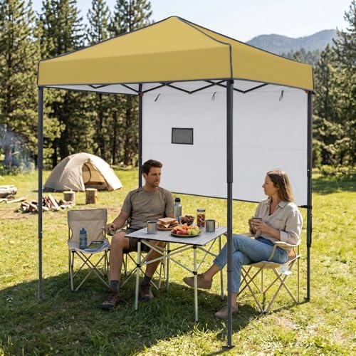 6x4 Instant Pop Up Canopy Tent with 1 Half Wall, Beige in Beige, alternate view 2