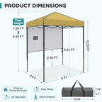 6x4 Instant Pop Up Canopy Tent with 1 Half Wall, Beige in Beige, alternate view 3