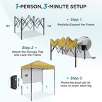6x4 Instant Pop Up Canopy Tent with 1 Half Wall, Beige in Beige, alternate view 4