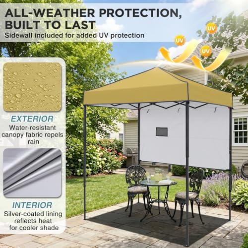 6x4 Instant Pop Up Canopy Tent with 1 Half Wall, Beige in Beige, alternate view 5