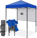 6x4 Instant Pop Up Canopy Tent with 1 Half Wall, Blue in Blue