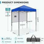 6x4 Instant Pop Up Canopy Tent with 1 Half Wall, Blue in Blue, alternate view 3