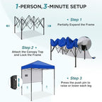 6x4 Instant Pop Up Canopy Tent with 1 Half Wall, Blue in Blue, alternate view 4