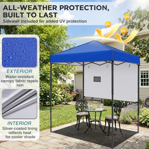 6x4 Instant Pop Up Canopy Tent with 1 Half Wall, Blue in Blue, alternate view 5