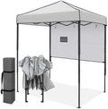 6x4 Instant Pop Up Canopy Tent with 1 Half Wall, Gray in Gray