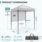 6x4 Instant Pop Up Canopy Tent with 1 Half Wall, Gray in Gray, alternate view 3