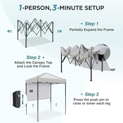 6x4 Instant Pop Up Canopy Tent with 1 Half Wall, Gray in Gray, alternate view 4