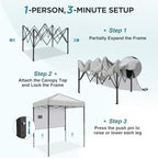 6x4 Instant Pop Up Canopy Tent with 1 Half Wall, Gray in Gray, alternate view 4