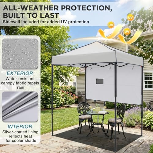 6x4 Instant Pop Up Canopy Tent with 1 Half Wall, Gray in Gray, alternate view 5