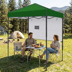 6x4 Instant Pop Up Canopy Tent with 1 Half Wall, Green in Green, alternate view 2