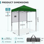 6x4 Instant Pop Up Canopy Tent with 1 Half Wall, Green in Green, alternate view 3