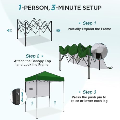 6x4 Instant Pop Up Canopy Tent with 1 Half Wall, Green in Green, alternate view 4