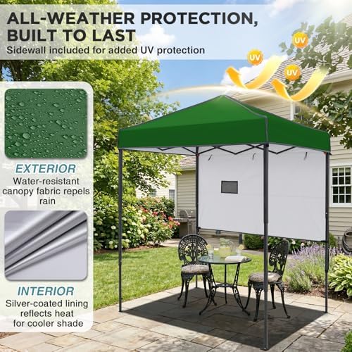 6x4 Instant Pop Up Canopy Tent with 1 Half Wall, Green in Green, alternate view 5