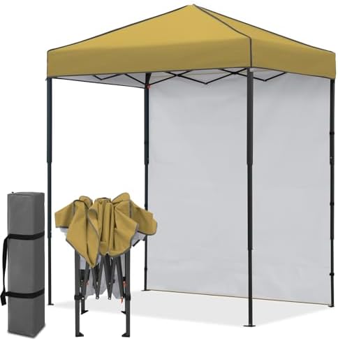 6x4 Instant Pop Up Canopy Tent with 1 Sidewall, Beige in Beige