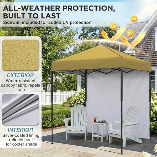 6x4 Instant Pop Up Canopy Tent with 1 Sidewall, Beige in Beige, alternate view 5