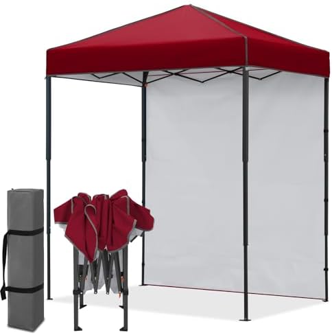 6x4 Instant Pop Up Canopy Tent with 1 Sidewall, Burgundy