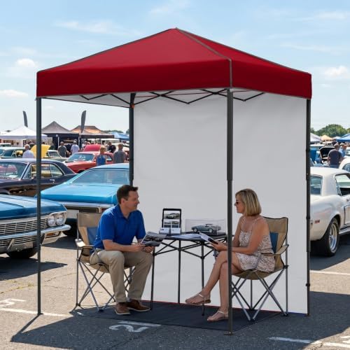 6x4 Instant Pop Up Canopy Tent with 1 Sidewall, Burgundy, alternate view 2