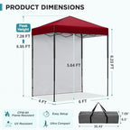 6x4 Instant Pop Up Canopy Tent with 1 Sidewall, Burgundy, alternate view 3