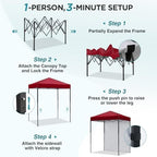 6x4 Instant Pop Up Canopy Tent with 1 Sidewall, Burgundy, alternate view 4