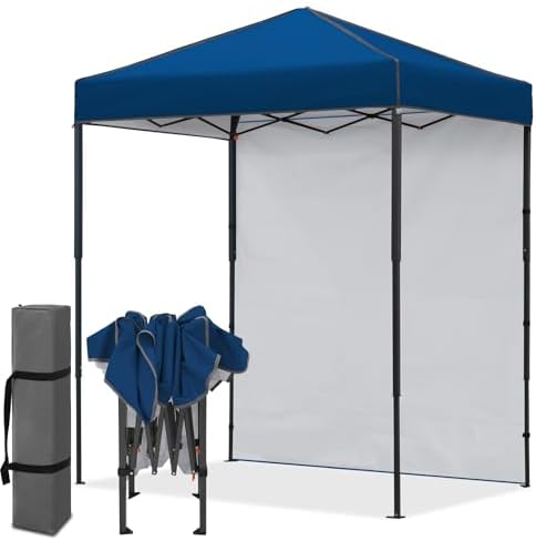 6x4 Instant Pop Up Canopy Tent with 1 Sidewall, Dark Blue in Dark Blue