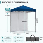 6x4 Instant Pop Up Canopy Tent with 1 Sidewall, Dark Blue in Dark Blue, alternate view 3