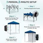 6x4 Instant Pop Up Canopy Tent with 1 Sidewall, Dark Blue in Dark Blue, alternate view 4