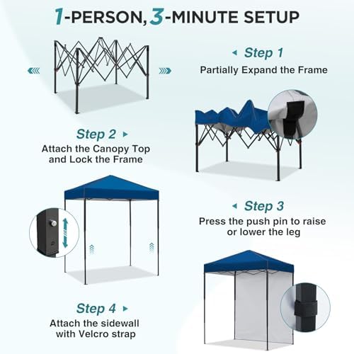 6x4 Instant Pop Up Canopy Tent with 1 Sidewall, Dark Blue in Dark Blue, alternate view 4