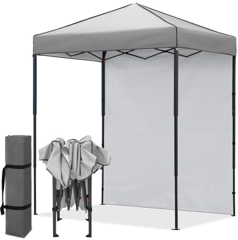 6x4 Instant Pop Up Canopy Tent with 1 Sidewall, Gray in Gray