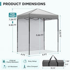 6x4 Instant Pop Up Canopy Tent with 1 Sidewall, Gray in Gray, alternate view 3