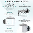 6x4 Instant Pop Up Canopy Tent with 1 Sidewall, Gray in Gray, alternate view 4