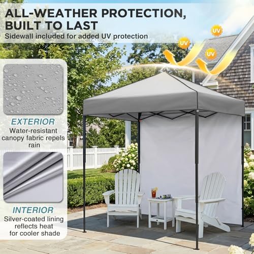 6x4 Instant Pop Up Canopy Tent with 1 Sidewall, Gray in Gray, alternate view 5