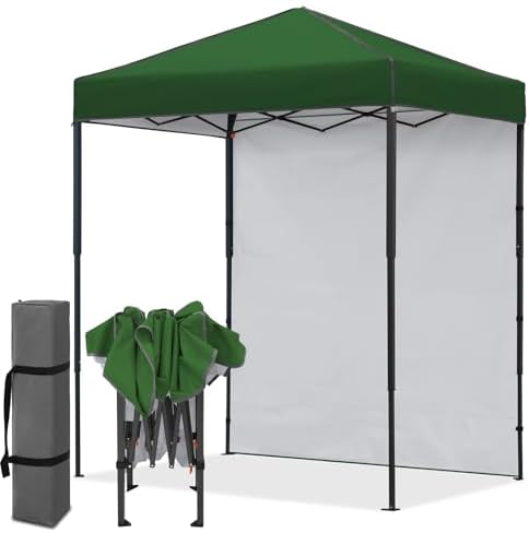 6x4 Instant Pop Up Canopy Tent with 1 Sidewall, Green in Green