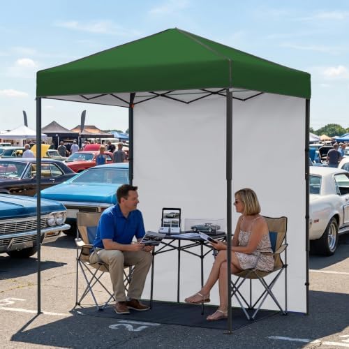 6x4 Instant Pop Up Canopy Tent with 1 Sidewall, Green in Green, alternate view 2