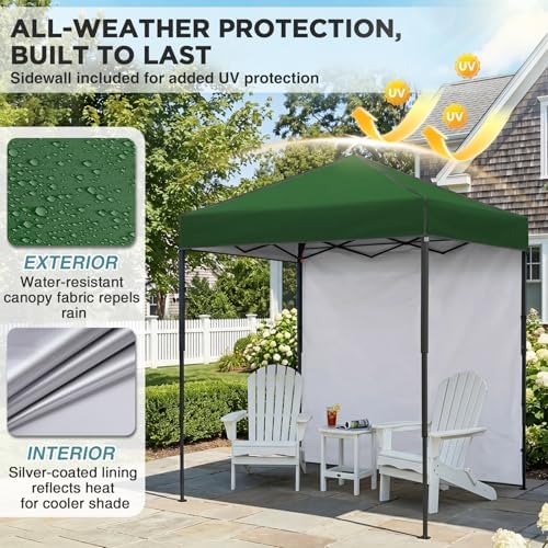 6x4 Instant Pop Up Canopy Tent with 1 Sidewall, Green in Green, alternate view 5