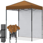 6x4 Instant Pop Up Canopy Tent with 1 Sidewall, Khaki in Khaki