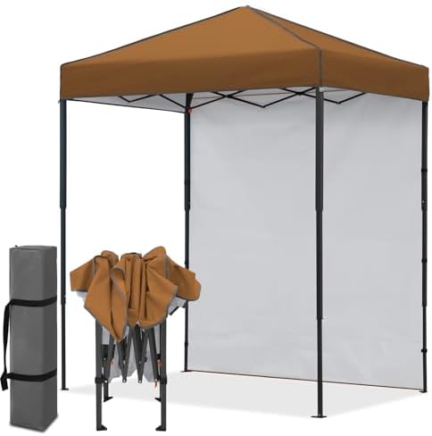 6x4 Instant Pop Up Canopy Tent with 1 Sidewall, Khaki in Khaki