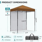 6x4 Instant Pop Up Canopy Tent with 1 Sidewall, Khaki in Khaki, alternate view 3