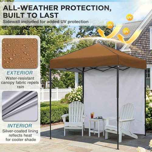 6x4 Instant Pop Up Canopy Tent with 1 Sidewall, Khaki in Khaki, alternate view 5
