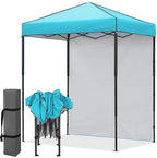 6x4 Instant Pop Up Canopy Tent with 1 Sidewall, Light Blue in Light Blue