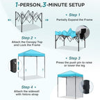 6x4 Instant Pop Up Canopy Tent with 1 Sidewall, Light Blue in Light Blue, alternate view 4