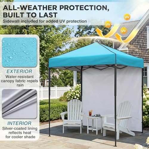 6x4 Instant Pop Up Canopy Tent with 1 Sidewall, Light Blue in Light Blue, alternate view 5