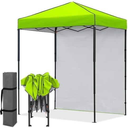 6x4 Instant Pop Up Canopy Tent with 1 Sidewall, Neon Green
