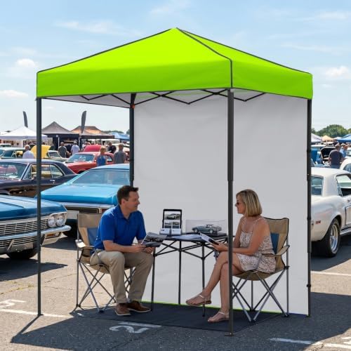 6x4 Instant Pop Up Canopy Tent with 1 Sidewall, Neon Green, alternate view 2