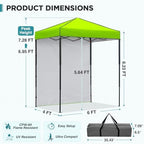 6x4 Instant Pop Up Canopy Tent with 1 Sidewall, Neon Green, alternate view 3