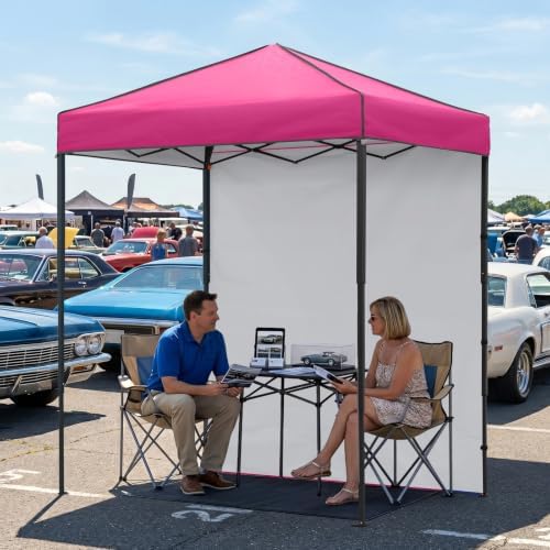 6x4 Instant Pop Up Canopy Tent with 1 Sidewall, Pink in Pink, alternate view 2