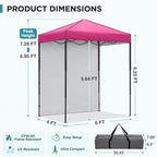 6x4 Instant Pop Up Canopy Tent with 1 Sidewall, Pink in Pink, alternate view 3