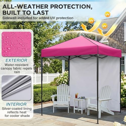 6x4 Instant Pop Up Canopy Tent with 1 Sidewall, Pink in Pink, alternate view 5